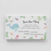 Sous le Baby shower marin Devinez combien de carte