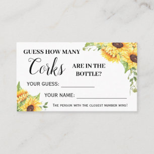 Placement Sunflowers Combien de Corks Fête des mariées carte