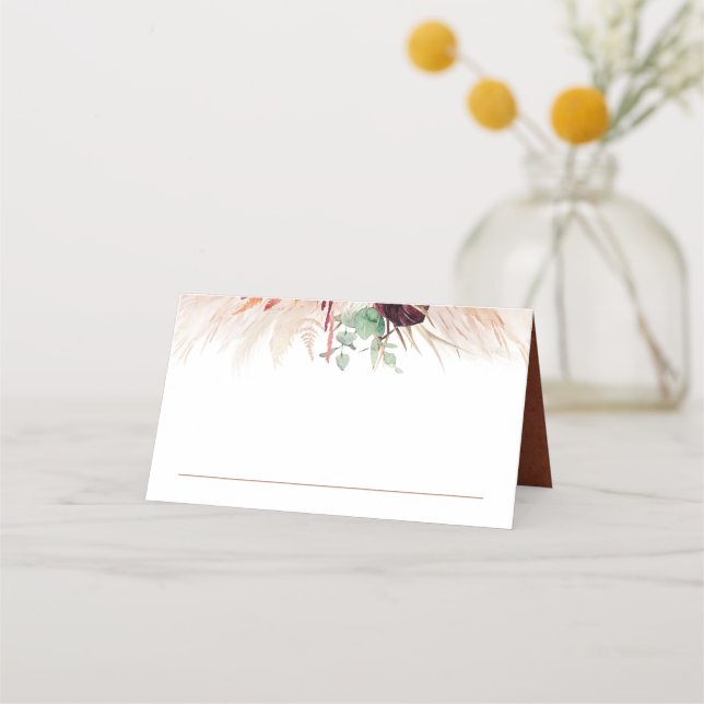 Placement Terracotta Pampas Grass Mariage Carte de Place (Devant)