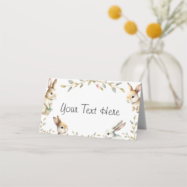 Placement Thème de lapin de Pâques Carte de lieu pliée (Devant)
