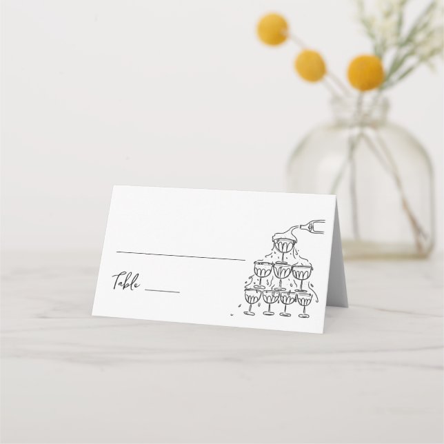 Placement Tour de Champagne à main Mariage Carte de place (Devant)