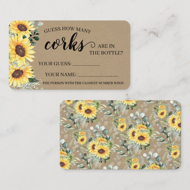 Placement Tournesol verdoyant Combien de Corks Douche carte  (Devant / Derrière)