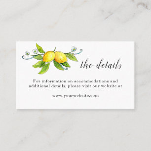 Placement Vintage Lemons Détails Mariage Carte de boîtier