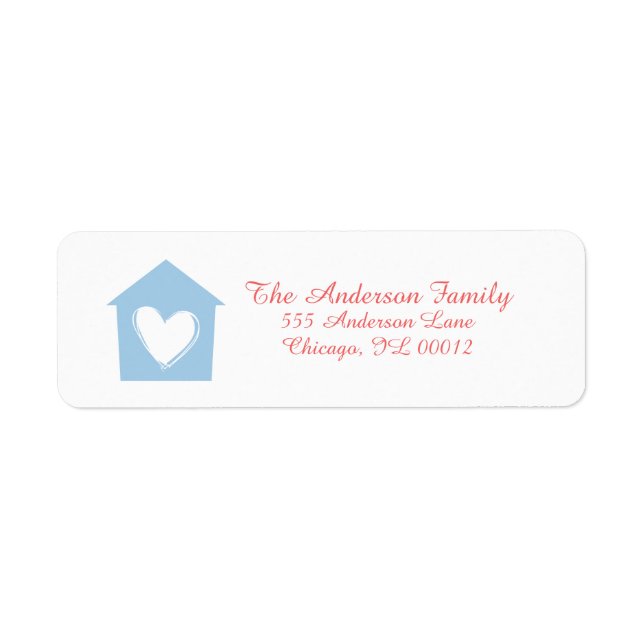 Placid Blue Heart House Custom Address Labels (Vorne)