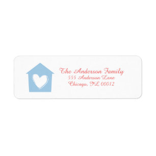 Placid Blue Heart House Étiquettes de adresse pers
