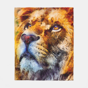 Placid Lion Face Fleecedecke
