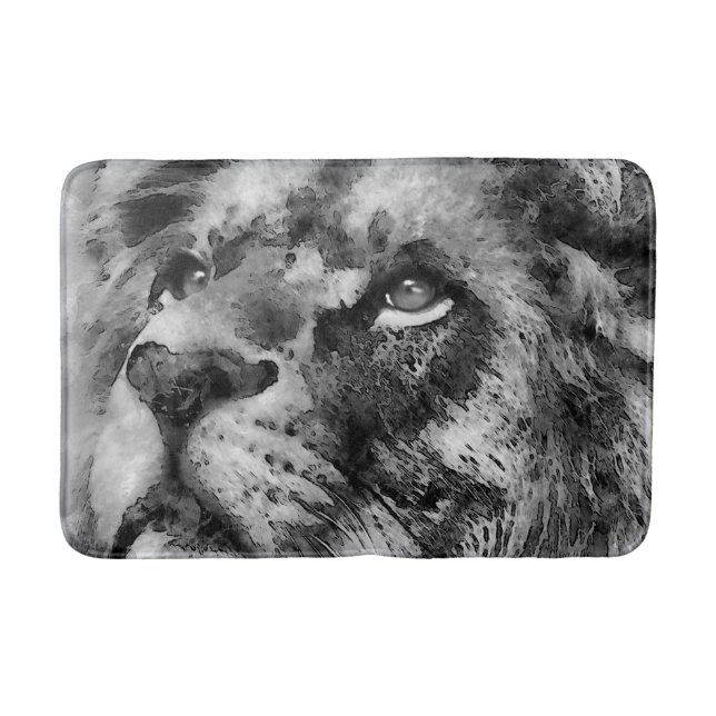 Placid Lion Face Silver Badematte (Vorderseite)