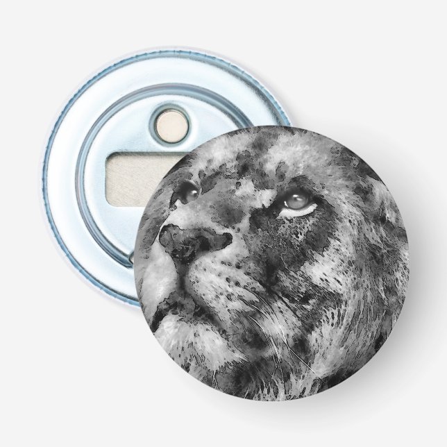 Placid Lion Face Silver Flaschenöffner (Vorderseite)