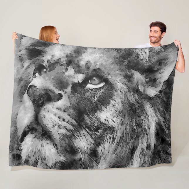 Placid Lion Face Silver Fleecedecke (Beispiel)