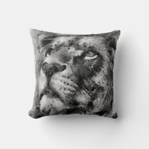 Placid Lion Face Silver Kissen