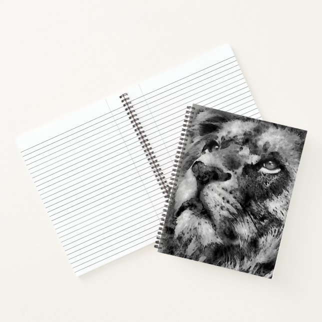 Placid Lion Face Silver Notizbuch (Innenseite)