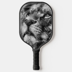 Placid Lion Face Silver Pickleball Schläger