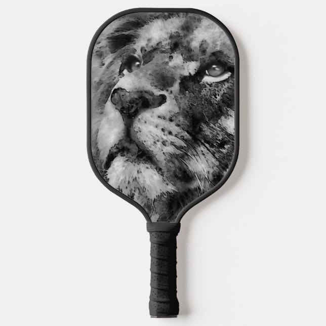 Placid Lion Face Silver Pickleball Schläger (Vorderseite)
