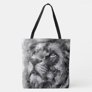 Placid Lion Face Silver Tasche