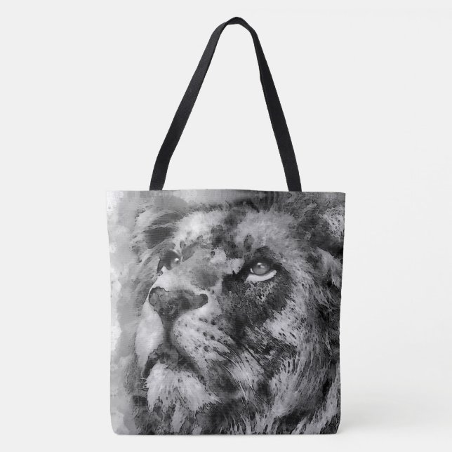 Placid Lion Face Silver Tasche (Vorderseite)