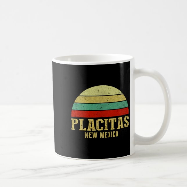 Placitas New Mexico Vintage Retro Sunset  Kaffeetasse (Rechts)