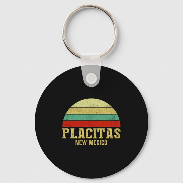Placitas New Mexico Vintage Retro Sunset  Schlüsselanhänger (Vorderseite)