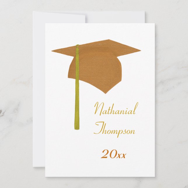 Plafond de graduation jaune orange et invitations  (Devant)