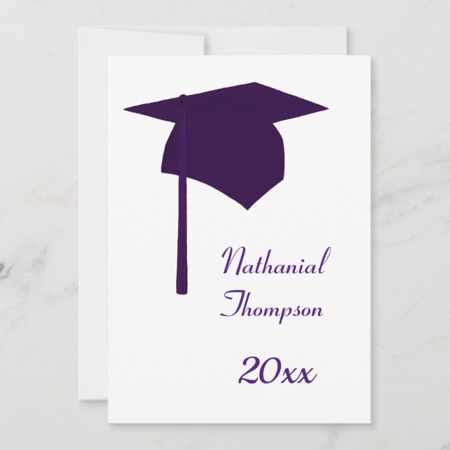 Plafond de graduation pourpre et invitations de ba (Devant)