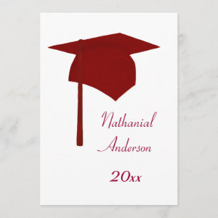 Plafond de graduation rouge et invitations de base