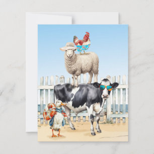 Plage Animaux Salutations Carte Plat