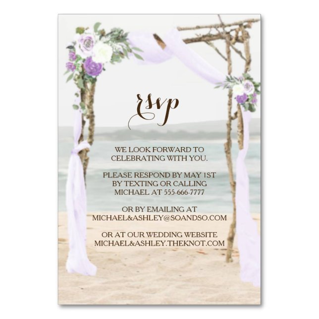 Plage Arbor Lavender Mariage RSVP Carte sans envel (Par défaut)