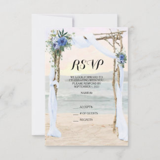 Plage Arbor Sunset Blue Orchid Wedding Carte RSVP