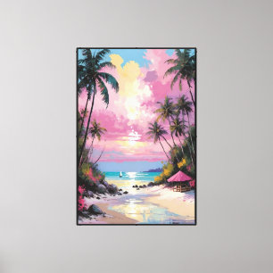 Plage au coucher de soleil tropical Art mural abst