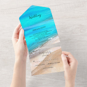 Plage Balnéaire Été 3 en 1 Faire-part de mariage