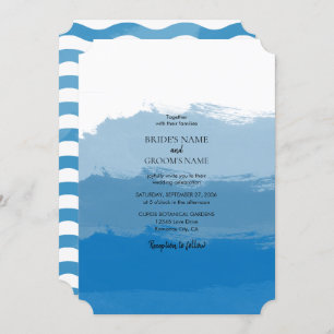 Plage Bleu Aquarelle Mariage Invitations