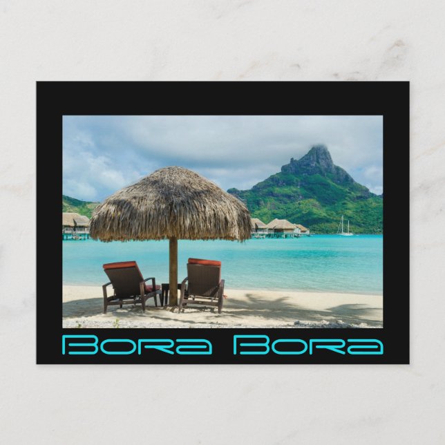 Plage Bora Bora carte postale de la frontière noir (Devant)