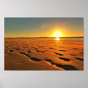 Plage Bord de mer Ocean Sunset Sundown Sand Poster