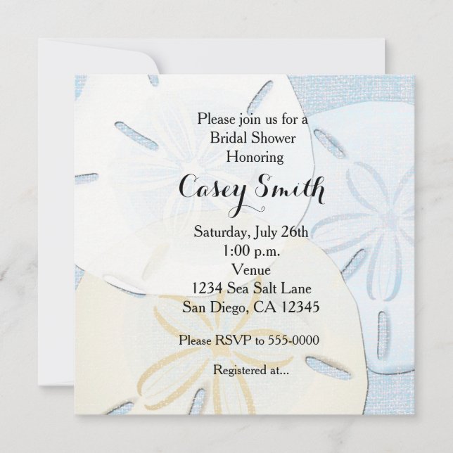 Plage Burlap Sable Dollar Invitation de la nuptial (Devant)