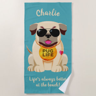 Plage Carlin Life nom personnalisé et texte serviette de