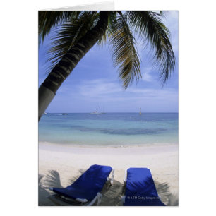 Plage, chaise longue, palmier, horizon plus de