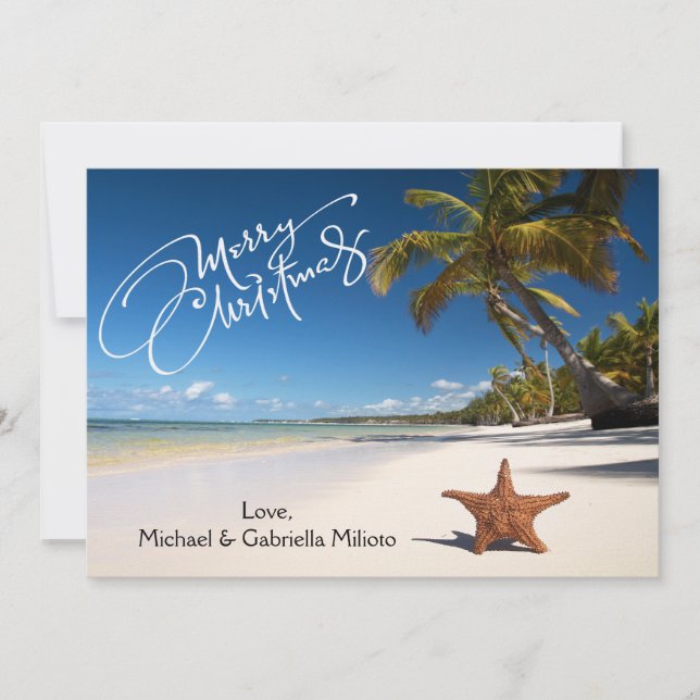 Plage Chaleureuse Ensoleillée Avec Carte De Noël S (Devant)