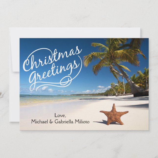 Plage Chaleureuse Ensoleillée Avec Carte De Noël S (Devant)