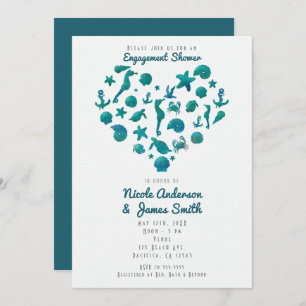 Plage Choses Aquarelle Turquoise Invitations moder