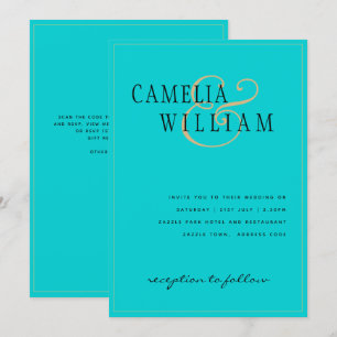 Plage Classic Turquoise Gold Faire-part de mariage