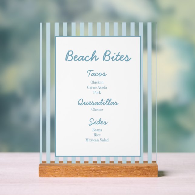 Plage Club Cabana Beach Club Blanc et Bleu Menu (Neutre)