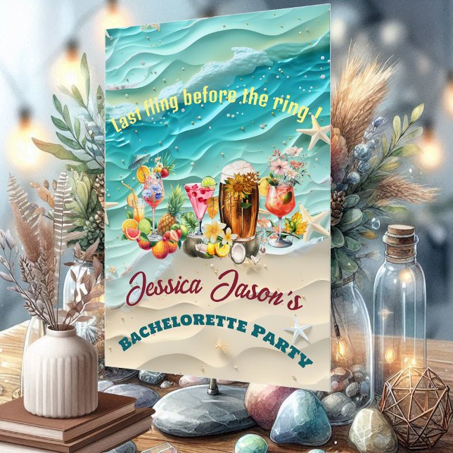 Plage Cocktails Fruits tropicaux Fête de Bachelore (Beach Cocktails Tropical Fruits Bachelorette Party Acrylic Sign)