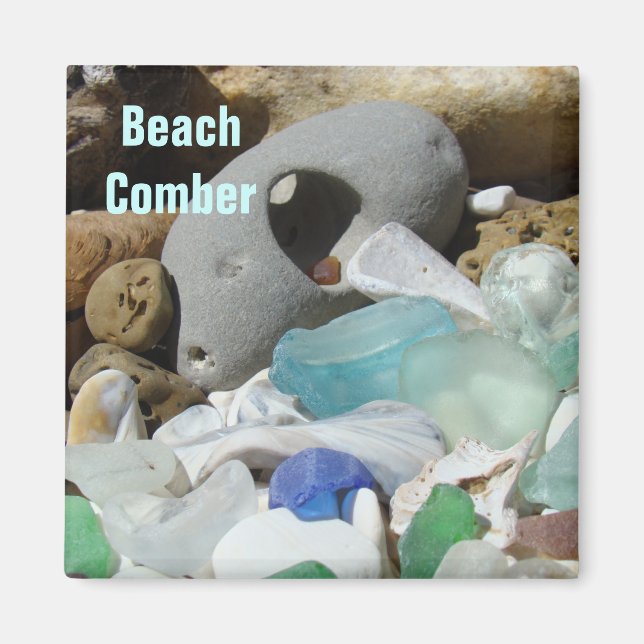 Plage Comber magnet Seaglass Sea Glass Fossiles (Devant)