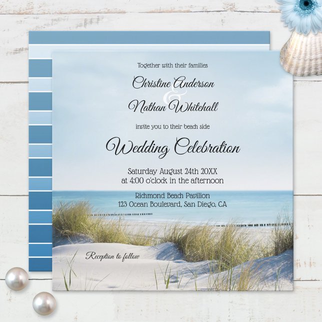Plage côtière ou invitation de mariage de destinat (Créateur téléchargé)