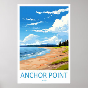 Plage d'Anchor Point Affiche de voyage vintage Ski
