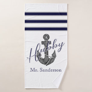 Plage d'Ancre de Hubby Nautical White et Navy Blue