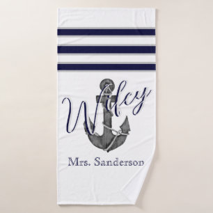 Plage d'Ancre de Hubby Nautical White et Navy Blue