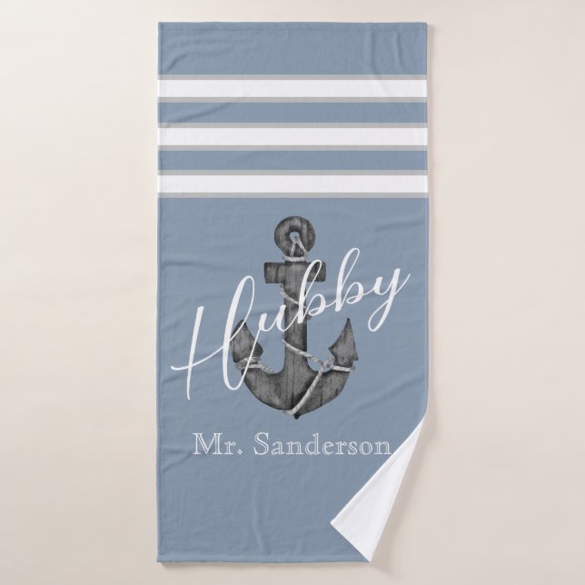 Plage d'Ancre florale bleu Dusty (Serviette de bain)