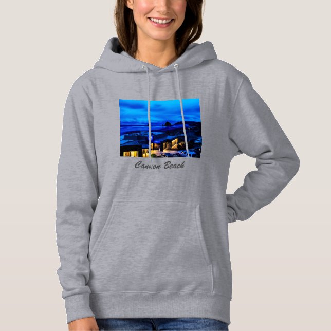 Plage de canon au sweat - shirt à capuche bleu (Devant)