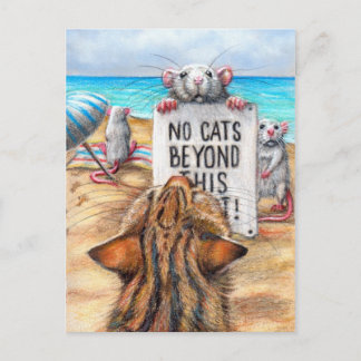 Plage de chat de rat carte postale de signe de