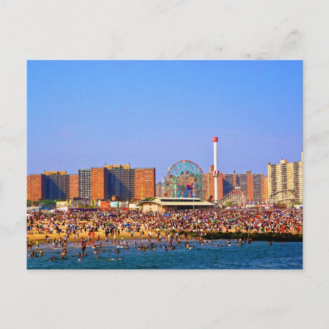 Plage de Coney Island - Carte postale NYC (Devant)